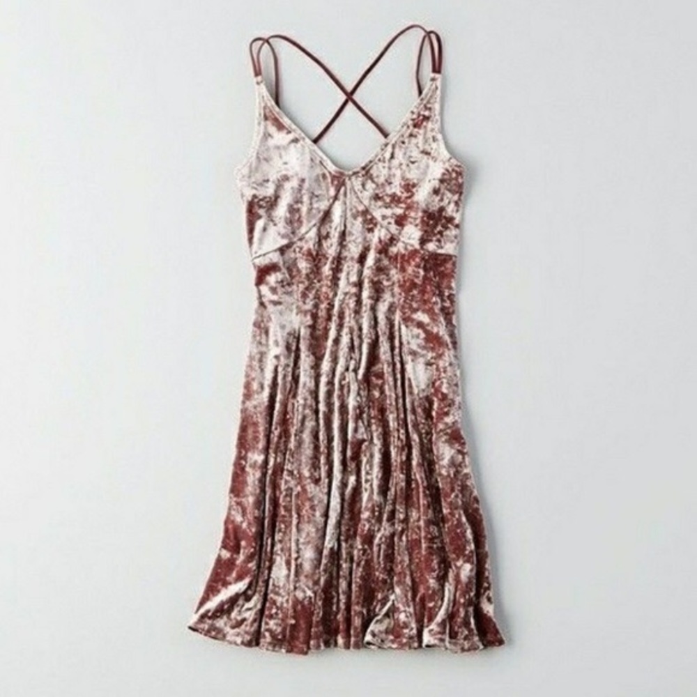 Pink Crushed Velvet Skater Dress